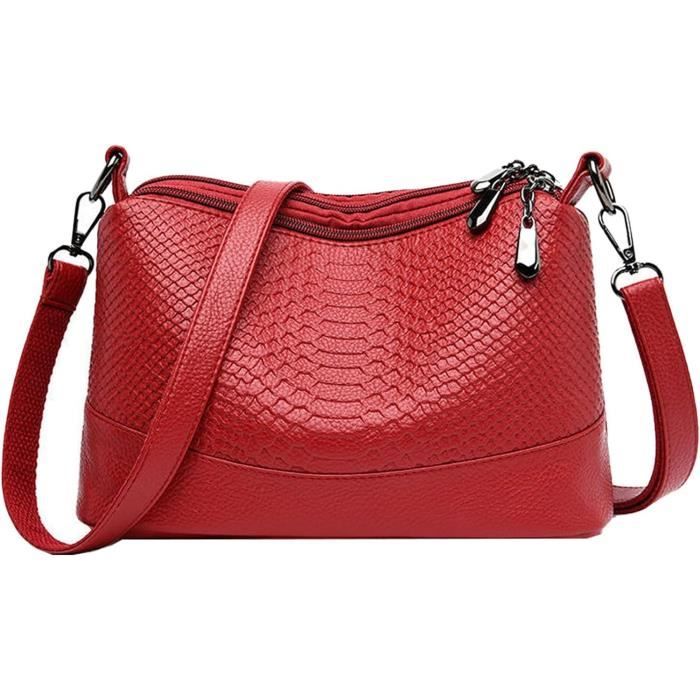 Sac Bandouliere Femme en Cuir Veritable Motif Crocodile Bordeaux Banane Bordeaux Cdiscount Bagagerie Maroquinerie