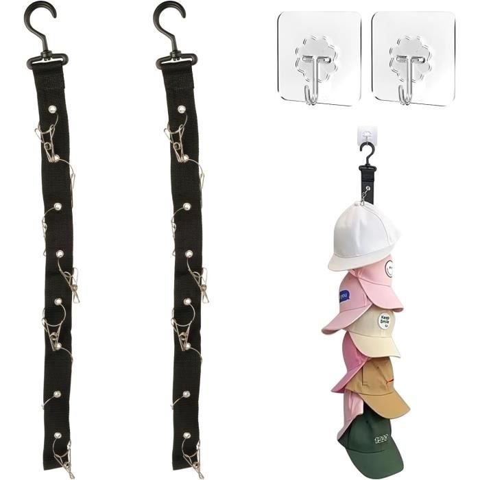 2Pcs Porte Casquette Pratique Rangement Casquette Range Casquette avec 16