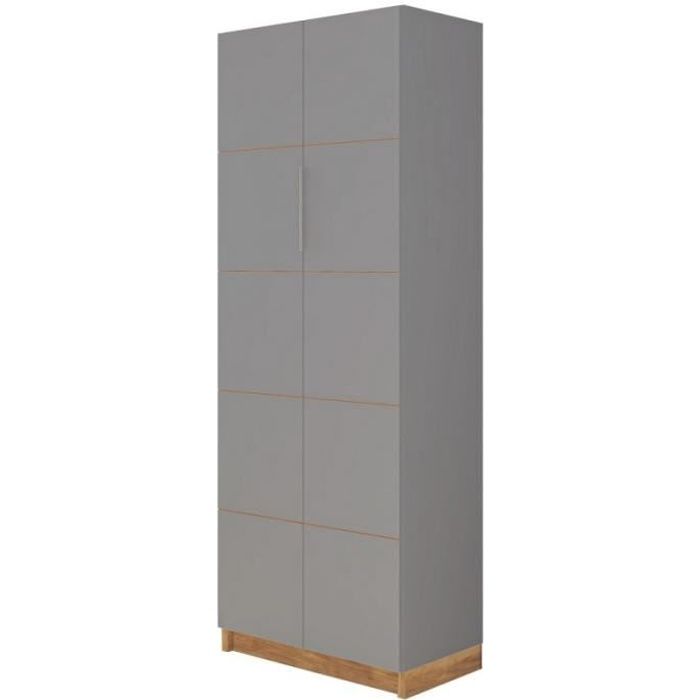 Armoire 2 Portes Grise Hauteur 180 Cm Caemmum Chambres Adultes Chambre Achat Vente Armoire De Chambre Armoire 2 Portes Grise Cdiscount