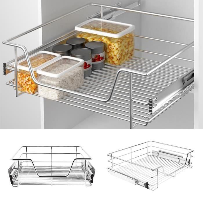 Hek 3 Tiroirs Telescopique De Cuisine Panier De Rangement Pour Placard De 60 Cm Charge Max 20 Kg Cdiscount Maison