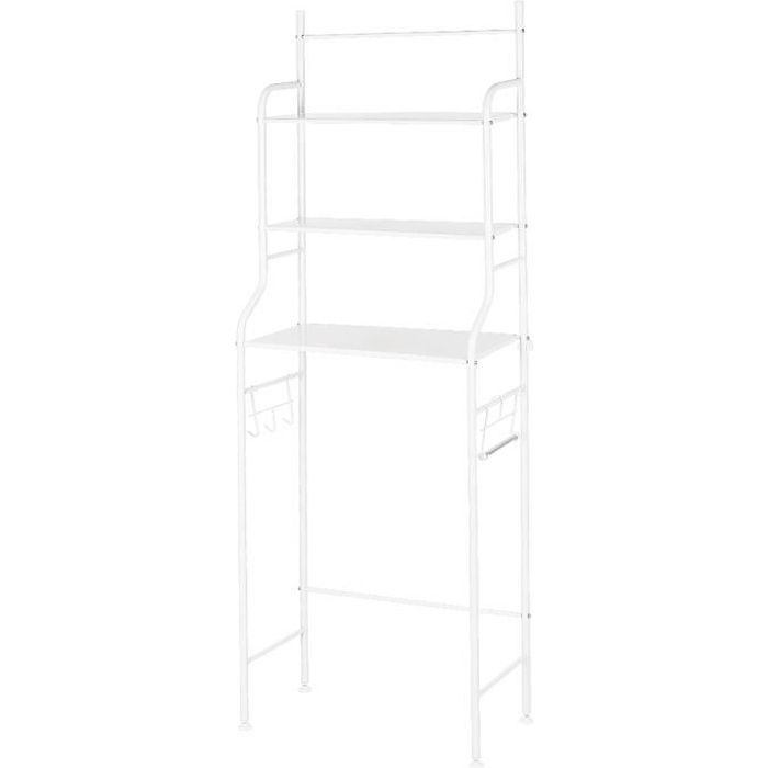 DIANWAA Meuble dessus WC en inox blanc etagère de salle de bain blanc