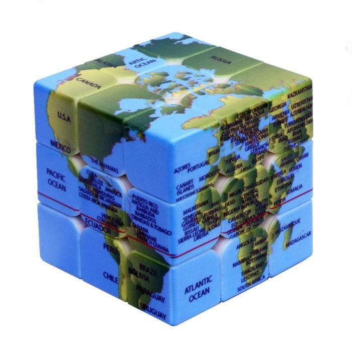Speed Cube Carte Du Monde Conception Magic Cube Iq Jeux Casse Tête Effet Relief Enfants Jouets Adultes
