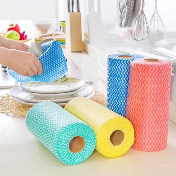 50 Rouleau de chiffon de nettoyage réutilisable, chiffon non tissé pour la  cuisine et le ménage sans peluche, chiffon de nettoyage jetable, chiffon à  vaisselle - Temu Belgium