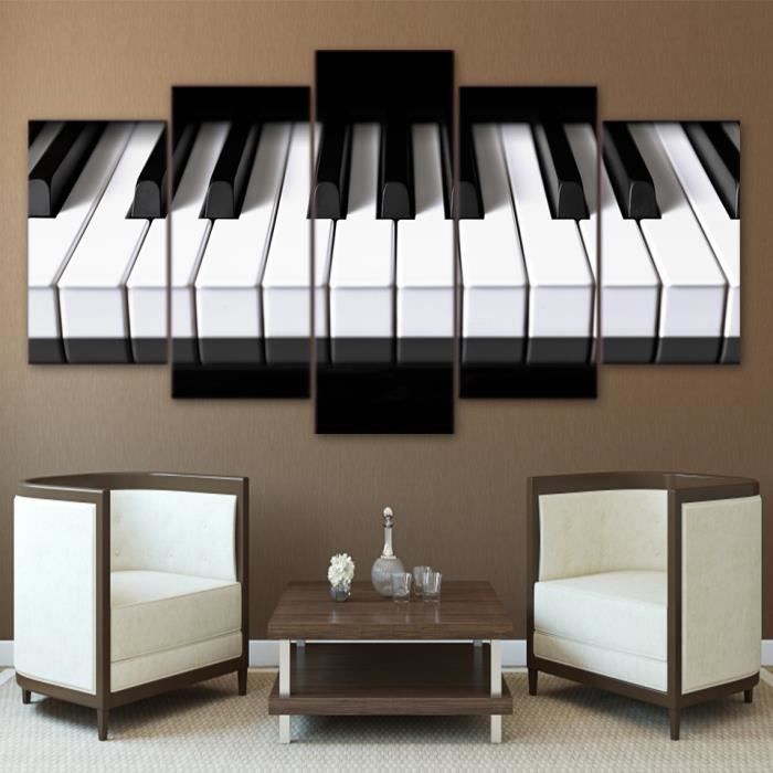5 Pieces Toile Imprimer Peindre Piano Touches De Musique Poster Decoration Murale Photos Pour Salon Sans Cadre Sans Etirement Achat Vente Tableau Toile Cdiscount