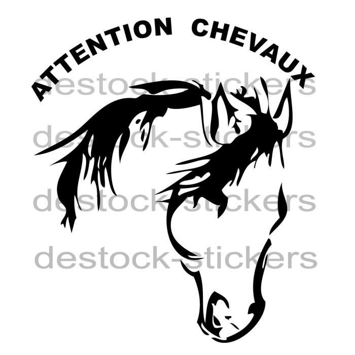 Stickers autocollant ATTENTION CHEVAUX pour camion van .en 66 cm Cdiscount Auto