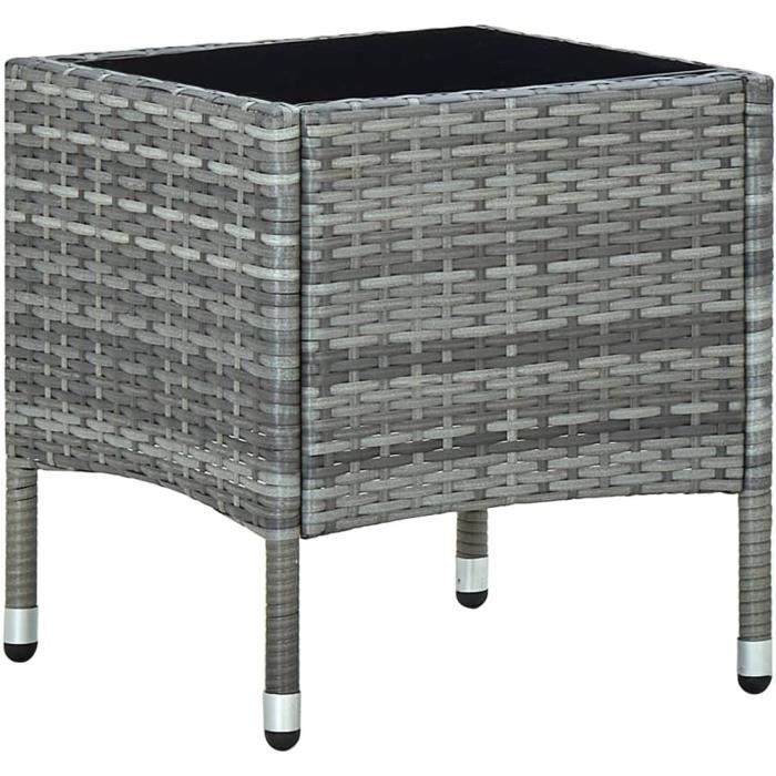 Outsunny Table Basse En Rotin, Table D'appoint De Terrasse En Osier Avec Plateau En Verre Trempé