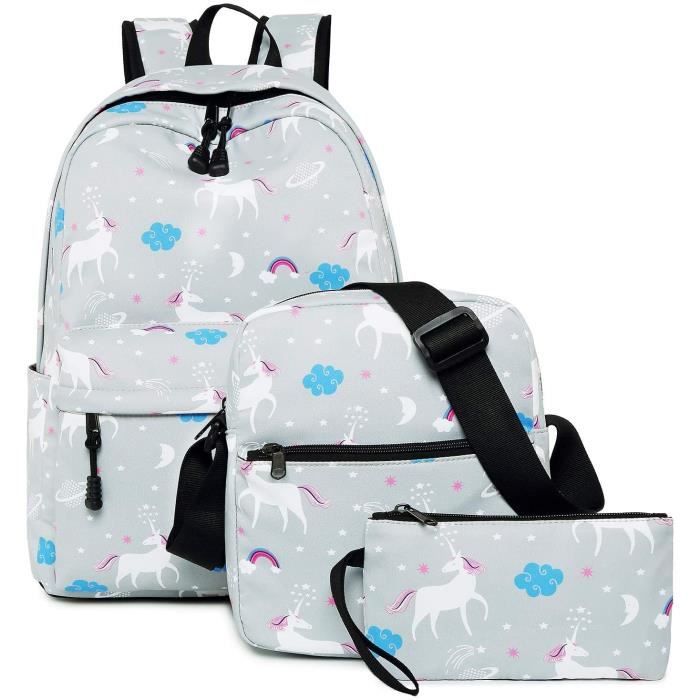 Sac Dos Pour colier Pour Enfants Toile Imperm able Gris Dos sac-dos-pour-colier-pour-enfants-toile-imperm-able-gris-dos