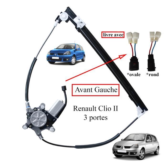 Lève vitre avec moteur pour Renault Clio 2 et Clio 2 Campus 3 Portes depuis 1998 - AVANT GAUCHE (côté conducteur)