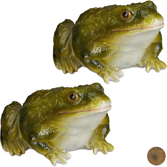Statue Grenouille, Lot de 4, Figurine déco Jardin Crapaud en Pierre décoration Balcon terrasse