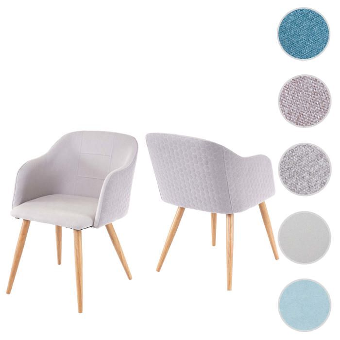 2x chaise de salle à manger HWC-D71 tissu gris clair 2x chaise de salle à manger HWC-D71 tissu gris clair