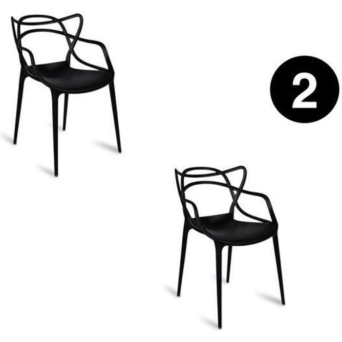 Lot de 2 Chaises Masters Noires Inspirée Kartell Philippe Starck