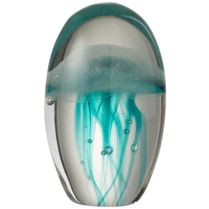 presse papier meduse en verre 10 cm turquoise achat vente serre livres cdiscount