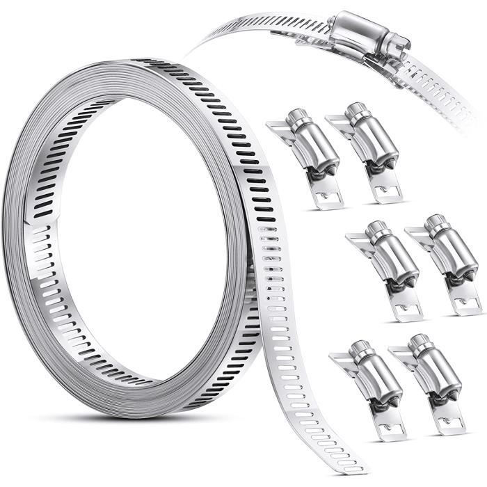 Colliers De Serrage En Acier Inoxydable 304 - 3 Mètres Avec 10 Fixations - Réglables Pour Tuyaux Et Câbles