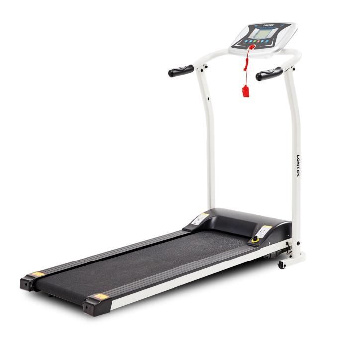 LONTEK Tapis de Course Pliable, Treadmill 10km/h Moteur 1.5CV, Silencieux, Idéal pour Maison/Bureau, Roues de Transport, 502 Blanc