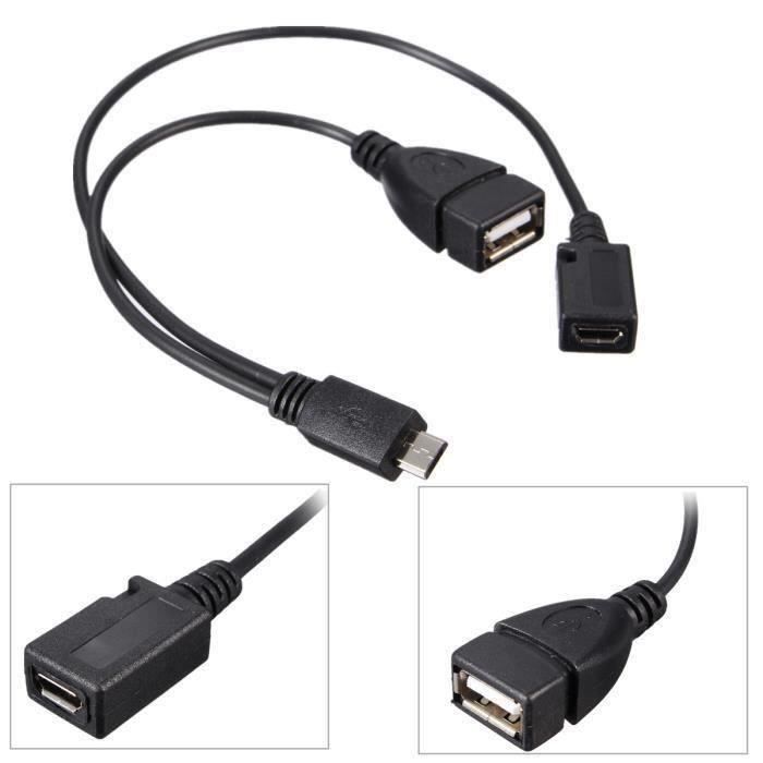 Adaptateur Câble USB Femelle Vers Micro USB Male Noir - Cdiscount  Informatique