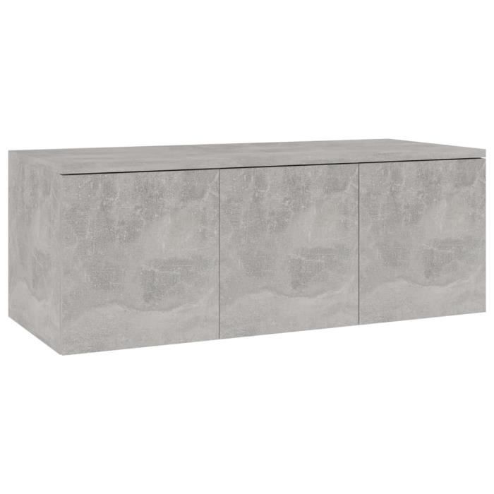 Star Market® Banc TV Meuble TV - Meuble HI-FI - Gris béton 80x34x30 cm Aggloméré #85371