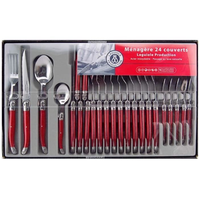 Laguiole Production - Ménagère 24 pièces - Set de couverts de table acier inox et ABS pour 6 personnes - Présentation coffret