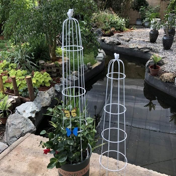 Obélisque De Jardin Métal 32x210 Cm – Support Pour Plantes Grimpantes (Rosiers, Clématites, Tomates…) – Décoratif Et Stable – Noir - 12