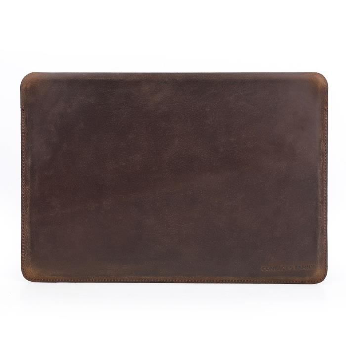 Étui Pour MacBook Pro 13/15" 2019 En Bois Marron - 100 % Feutre De Laine - Fait à La Main - Étui Pour Ordinateur Portable En Cuir Crazy Horse - Étui Pour