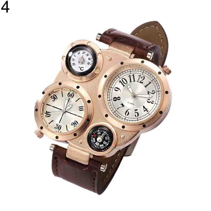 Caf fonc or Montre Bracelet Num rique 4 Cadrans pour Hommes