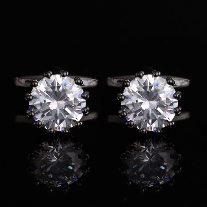Boutons De Manchette Ted Lapidus Vintage - Métal Doré Et Strass Noir - Occasion élégante