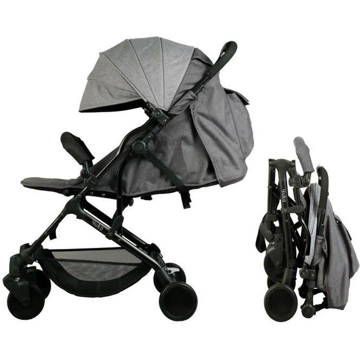 Poussette Citadine Bambisol Yuko² - Dès la Naissance - Pliage 1 Main - Gris Chiné Eco