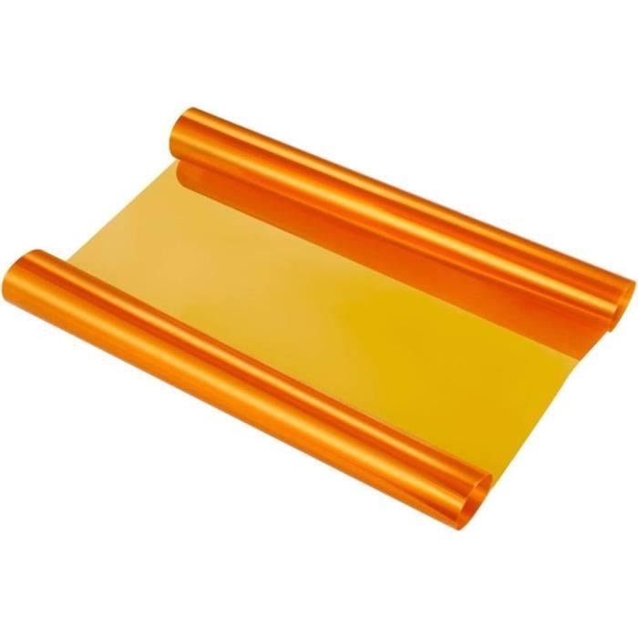 Film Teinté Orange VORCOOL Pour Phares Auto - 30x120cm - PVC Adhésif - Transmission Lumière 90%