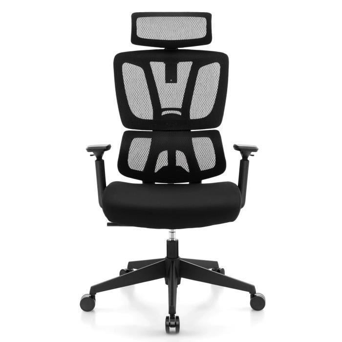 chaise de bureau pivotante réglable - costway - hauteur réglable - dossier incliné - support lombaire adaptatif