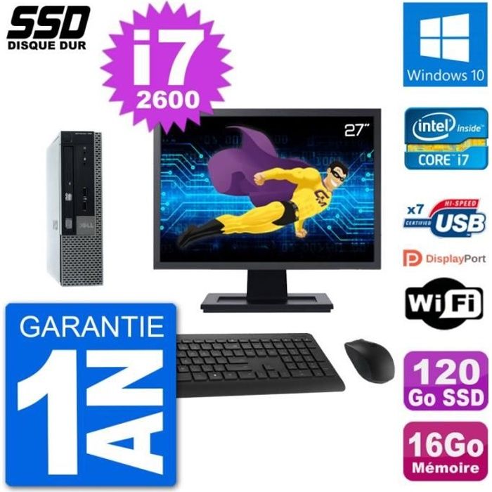 Ultra Mini PC Dell 790 USFF Ecran 27" i7-2600