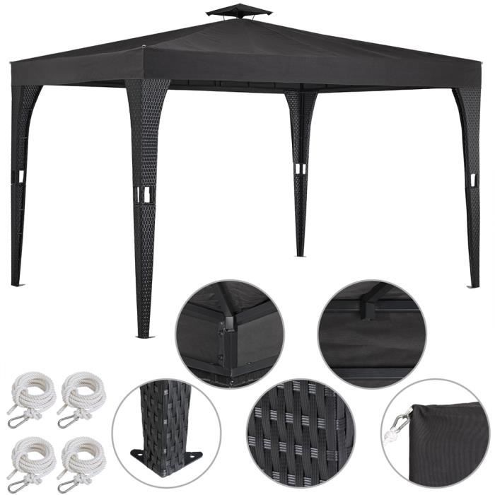 Deuba Tonnelle De Jardin En Polyrotin 3x4 M Pavillon Tente De