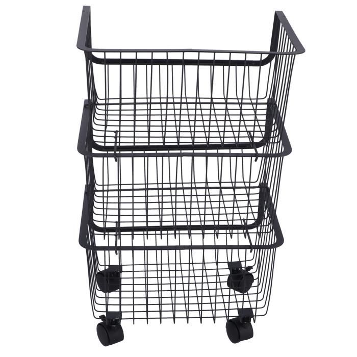 Chariot utilitaire à roulettes à 3 niveaux – Rangement en