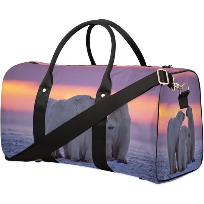 Sac à Doudou - Motif Ours Polaire - Coton Et Lin - 19 X 24 Cm