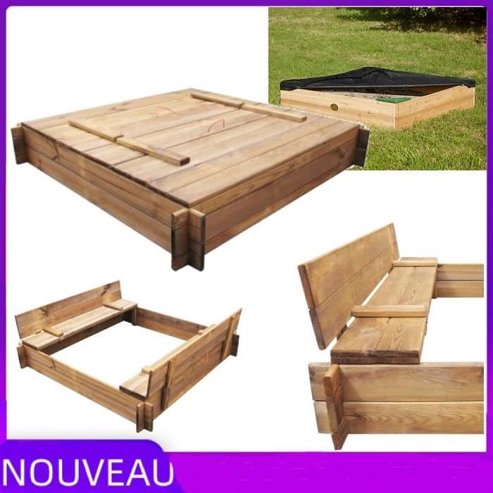 Bac à sable carré en bois - TMISHION - MDX16235 - 120x120x20cm - Marron Bac à sable carré en bois - TMISHION - MDX16235 - 120x120x20cm - Marron