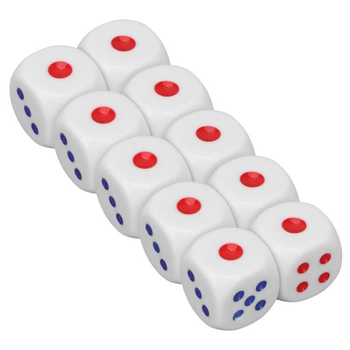 Drfeify Dés à 6 Faces – 10 Dés 2,5 Cm, 2 Couleurs, Plastique étanche, Portable Pour Jeux De Société