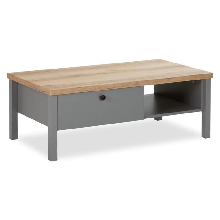table basse de bois 110x60 cm grise - homestyle4u - vintage - aspect bois