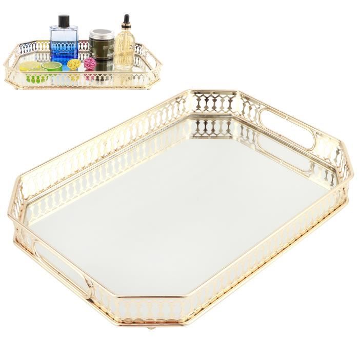 Plateau Résine Octogonal Noir - Organisateur Bijoux, Cosmétiques, Clés - Design Marbre - Pour Salle De Bain, Chambre