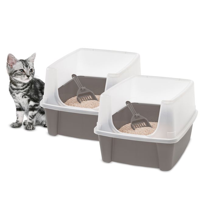 Comparer les prix de Iris Ohyama, Bac a litiere pour chat, Maison de toilette chat fermée, Pelle, L48.5 x P38 x H30 cm, Lot de 2, CLH-12, Taupe