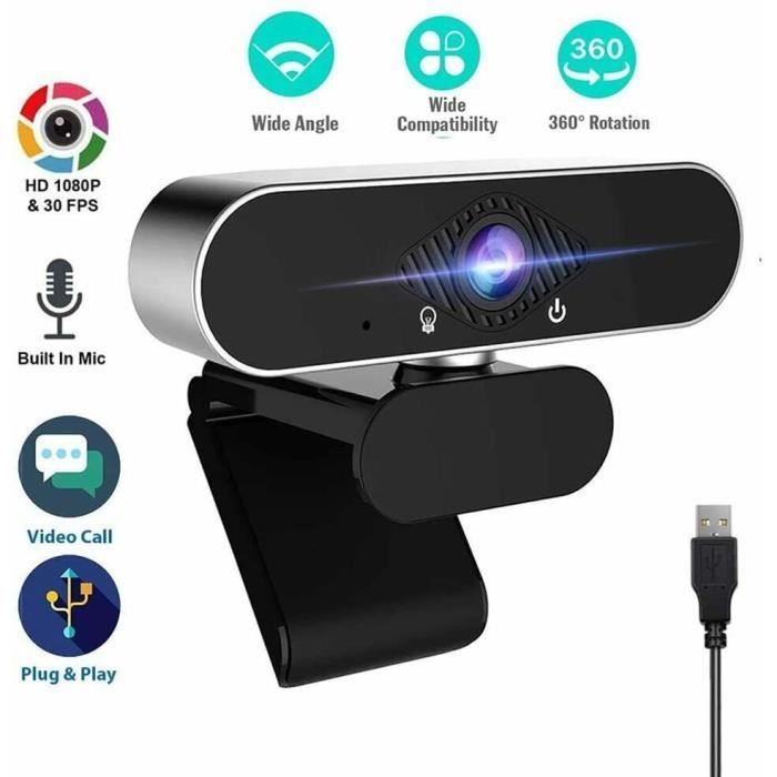 Moiitee Caméra Web Cam HD USB 2.0 30 mégapixels avec Microphone pour Ordinateur PC Portable 