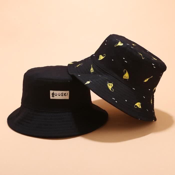 Chapeau Bob Réversible Cœur - Double Face, Coton, Taille Unique, Pour Soleil, Plage, Festival