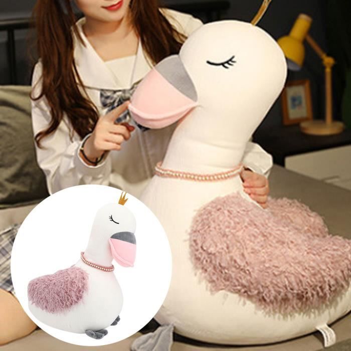 Kimiss Cygne Poupee Jouet Rose Bebe Animal En Peluche Jouet Mignon Cygne Enfants Chambre Decor Avec Couronne Rose 25cm Ren Cdiscount