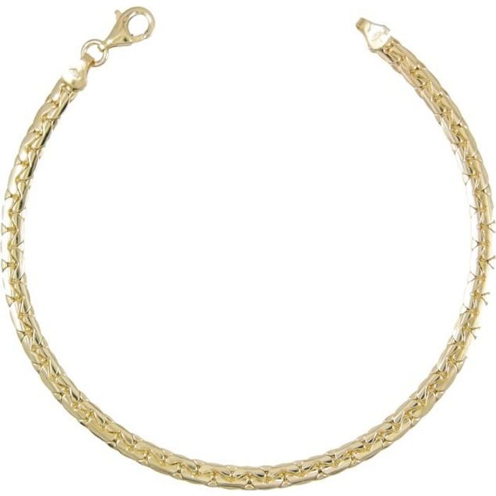 Bracelet Or Jaune Véritable - Maille Haricot - Femme Bracelet Or Jaune Véritable - Maille Haricot - Femme
