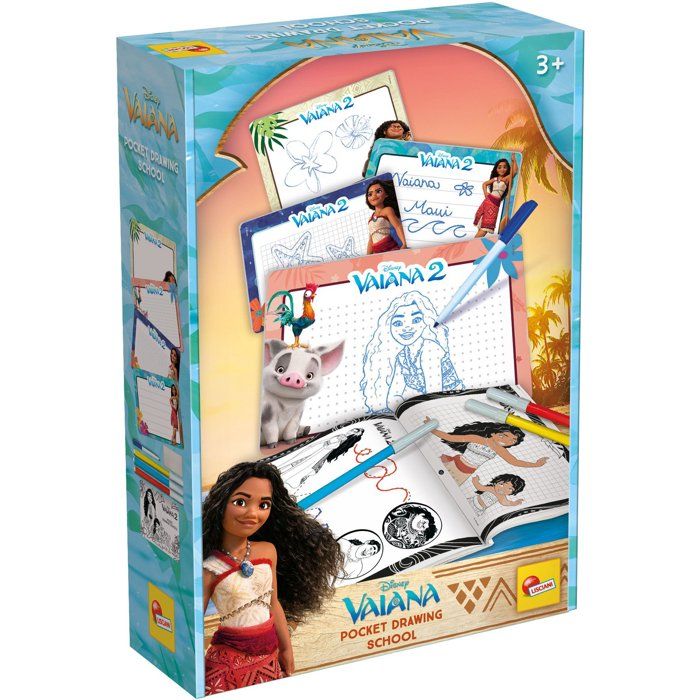 Pocket Studio de Dessin - Vaiana 2 - LISCIANIGIOCHI - Kit Dessin - Ardoises effaçables - Guide explicatif - Dès 3 ans