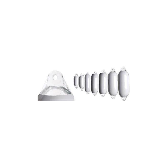 Pare-battage Majoni 2 Anneaux Blanc 25x80cm – PVC Souple Anti-UV, Pour Bateau, Voilier, Ponton – Livré Dégonflé
