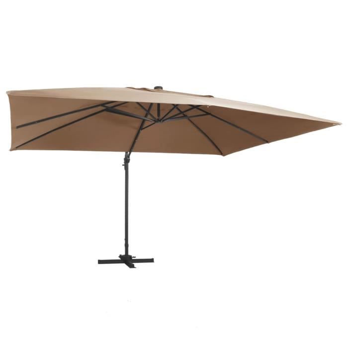 Parasol déporté - MOTHINESSTO - LY5313 - 400x300 cm - Lumières LED - Taupe