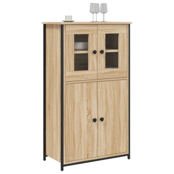 Buffet haut - MOTHINESSTO - Chêne Sonoma - Bois dingénierie - Métal - 62x32x1065 cm