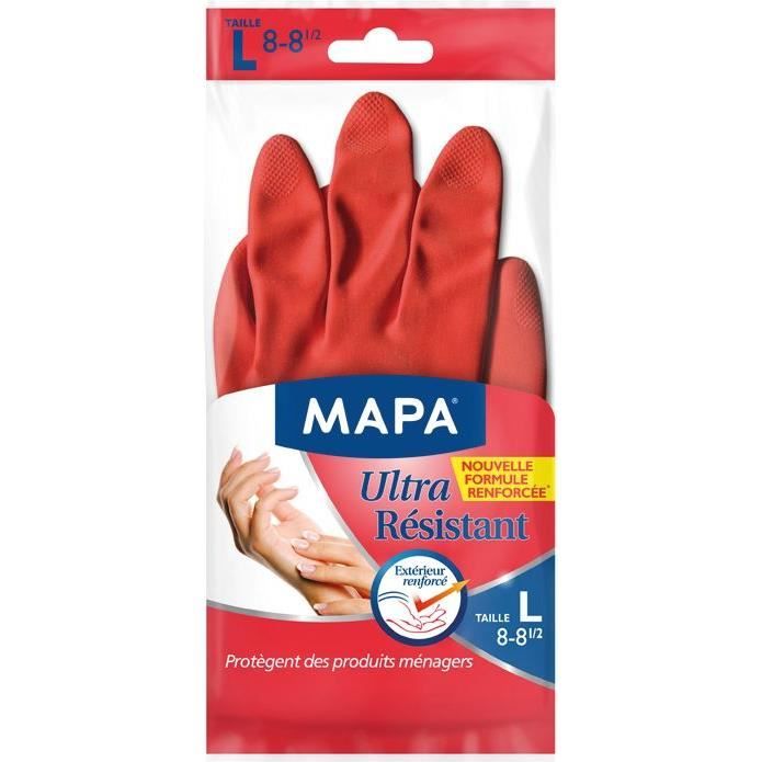 MAPA Lot de 10 paires de Gants ménage en latex relief antidérapant