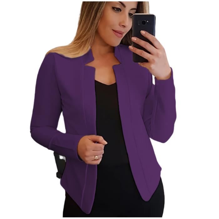 VESTE VAREUSE CASAQUE BLAZER 2023 Mode Blazer Veste de Costume Sportive a col Rabattu pour Femme Coupe Droite Veste Violet Violet Cdiscount Pret a Porter