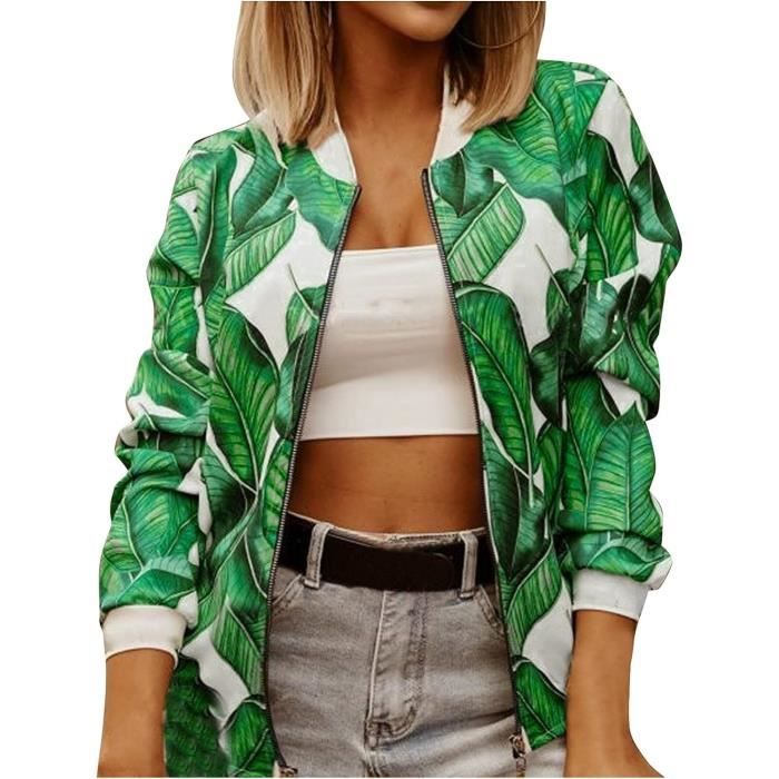 Veste Sport Femme Chic et Elegant Blouson Moto Femme Pas Cher Printemps  Automne Fleur Imprim Lger Casual VESTE VAREUSE violet