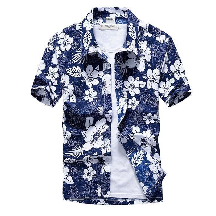 Chemise Pour Hommes Chemise Fleurs De Plage Lâche Pour Hommes Hawaii  Vacances La Mer Voyage