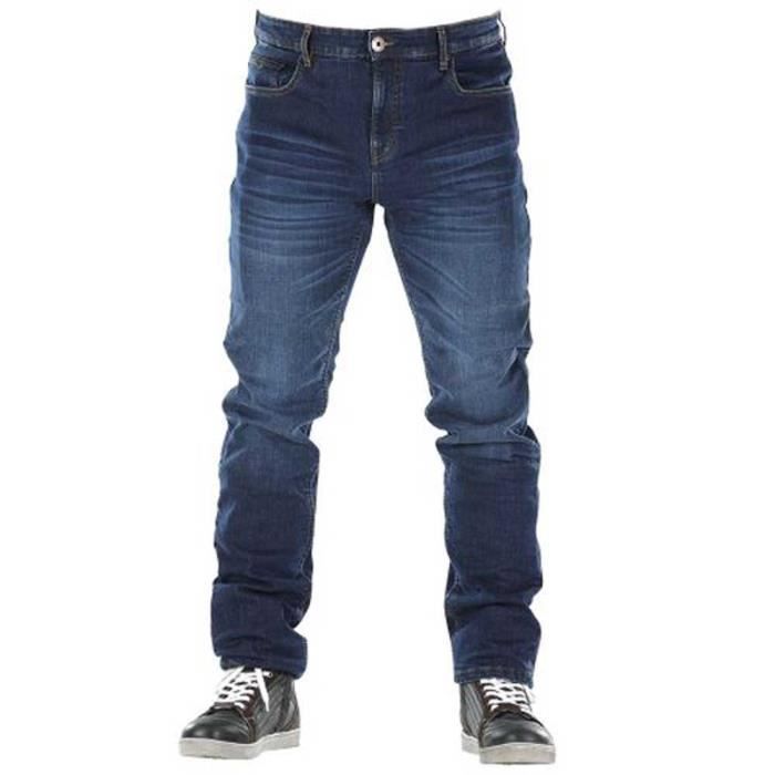 pantalon de moto overlap monza - homme - bleu - coupe slim - renforts en kevlar et coolmax